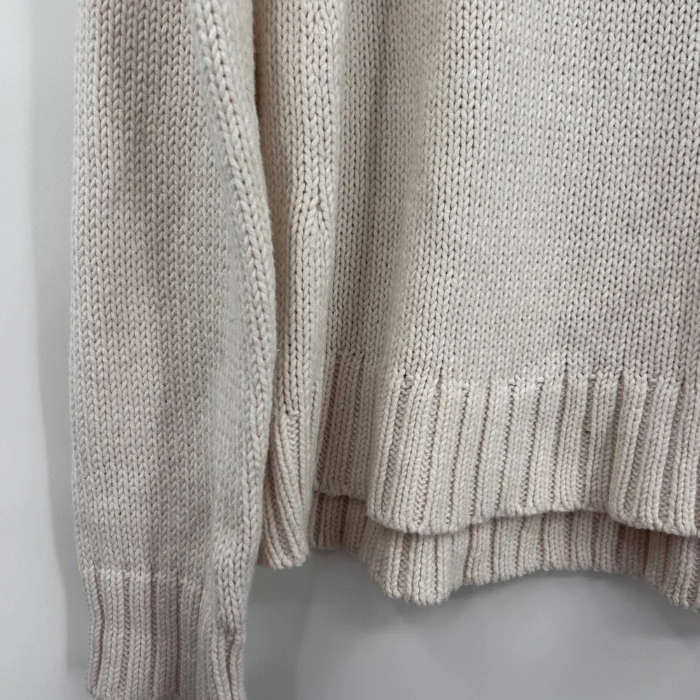 Anthropologie Lisa Todd Love Is Back Cream Heart Patch Mock‎ Neck Zip Sweater  M